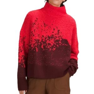 Lululemon Ombre Knit Textured Turtleneck Red Merlot/Carnation Red Size 8